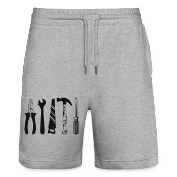 Craftsman Handyman Craft Tool Construction Site - Stanley/Stella Trainer Unisex Organic Jogging Shorts - heather grey - Front - Nik (191cm) & Marisol (170cm)
