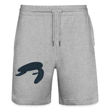 Tortue de mer mignonne en bleu - Short de jogging bio TRAINER Stanley/Stella unisexe - gris chiné - Devant - Nik (191cm) & Marisol (170cm)