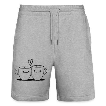 Liebe - Stanley/Stella Unisex Bio Joggingshorts Trainer  - Grau meliert - Vorne - Nik (191cm) & Marisol (170cm)