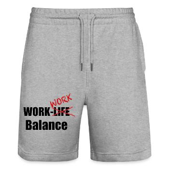 Work-work balance - Stanley/Stella Trainer Unisex Organic Jogging Shorts - heather grey - Front - Nik (191cm) & Marisol (170cm)