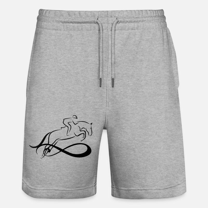 unendlich liebe Pferd Springreiten - Stanley/Stella Unisex Bio Joggingshorts Trainer  - Grau meliert
