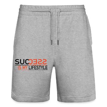 Success is my lifestyle - Stanley/Stella Trainer Unisex Organic Jogging Shorts - heather grey - Front - Nik (191cm) & Marisol (170cm)