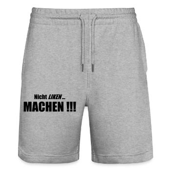 Nicht Liken, Machen!!! - Stanley/Stella Unisex Bio Joggingshorts Trainer  - Grau meliert - Vorne - Nik (191cm) & Marisol (170cm)