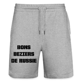 Bons Beziers de Russie (noir) - Short de jogging bio TRAINER Stanley/Stella unisexe - gris chiné - Devant - Nik (191cm) & Marisol (170cm)