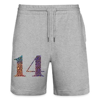14th Birthday Leopard - Stanley/Stella Trainer Unisex Organic Jogging Shorts - heather grey - Front - Nik (191cm) & Marisol (170cm)