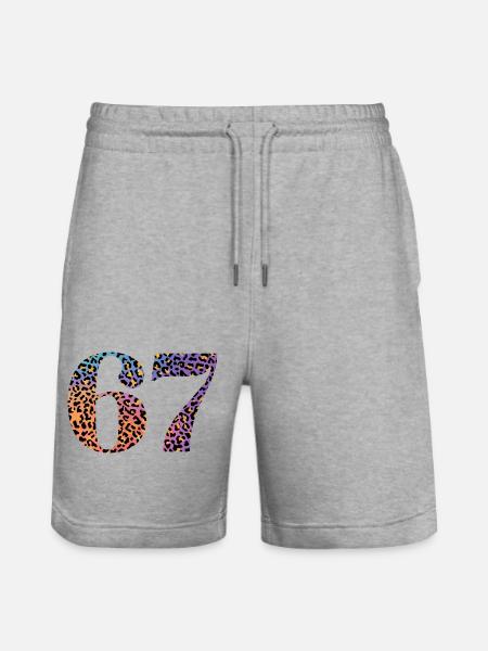 67-års fødselsdag leopard - Stanley/Stella Trainer økologiske unisex joggingshorts - grå meleret