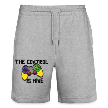 The control is mine - Stanley/Stella Trainer Unisex Organic Jogging Shorts - heather grey - Front - Nik (191cm) & Marisol (170cm)