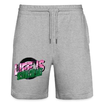 happy golfgirls birthday present idea funny quote - Stanley/Stella Trainer Unisex Organic Jogging Shorts - heather grey - Front - Nik (191cm) & Marisol (170cm)