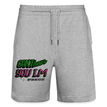 planets gift idea telescope geek - Stanley/Stella Unisex Bio Joggingshorts Trainer  - Grau meliert - Vorne - Nik (191cm) & Marisol (170cm)