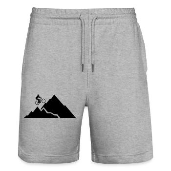Fahrrad Mountainbike Berge Berg Triathlon - Stanley/Stella Unisex Bio Joggingshorts Trainer  - Grau meliert - Vorne - Nik (191cm) & Marisol (170cm)