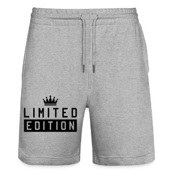 Limited edition - Stanley/Stella Trainer Unisex Organic Jogging Shorts - heather grey - Front - Nik (191cm) & Marisol (170cm)