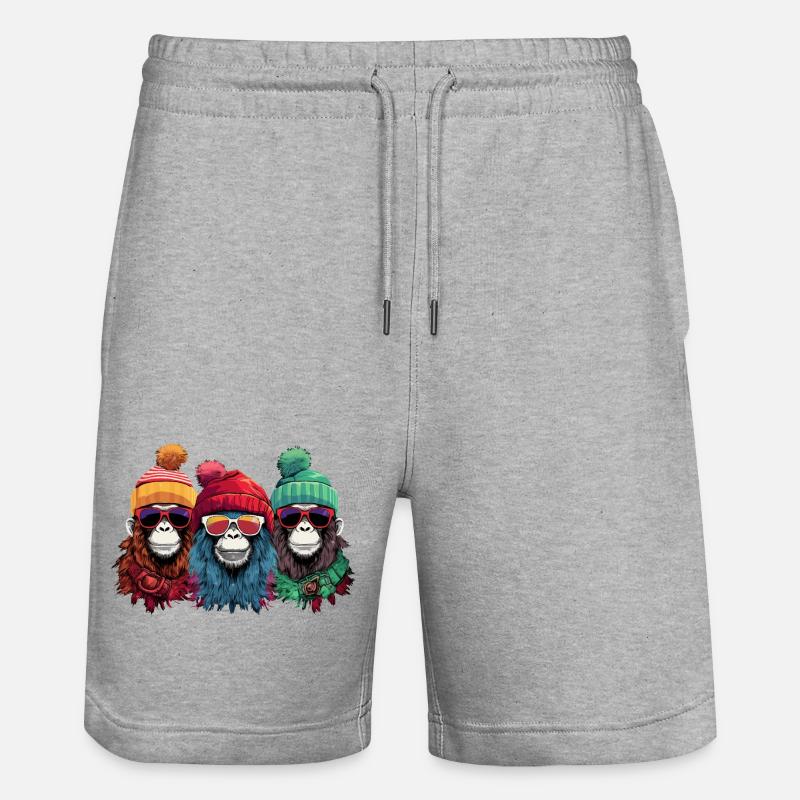 Singes de Noël moches - Short de jogging bio TRAINER Stanley/Stella unisexe - gris chiné