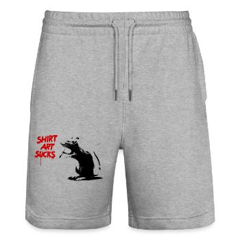 SHIRT ART SUCKS Rats Street Art - Stanley/Stella Trainer Unisex Organic Jogging Shorts - heather grey - Front - Nik (191cm) & Marisol (170cm)