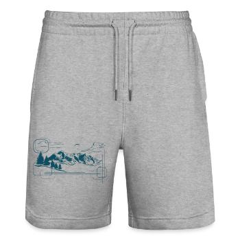 Design Montagne - Short de jogging bio TRAINER Stanley/Stella unisexe - gris chiné - Devant - Nik (191cm) & Marisol (170cm)