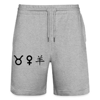 stier venus schaf - Stanley/Stella Unisex Bio Joggingshorts Trainer  - Grau meliert - Vorne - Nik (191cm) & Marisol (170cm)