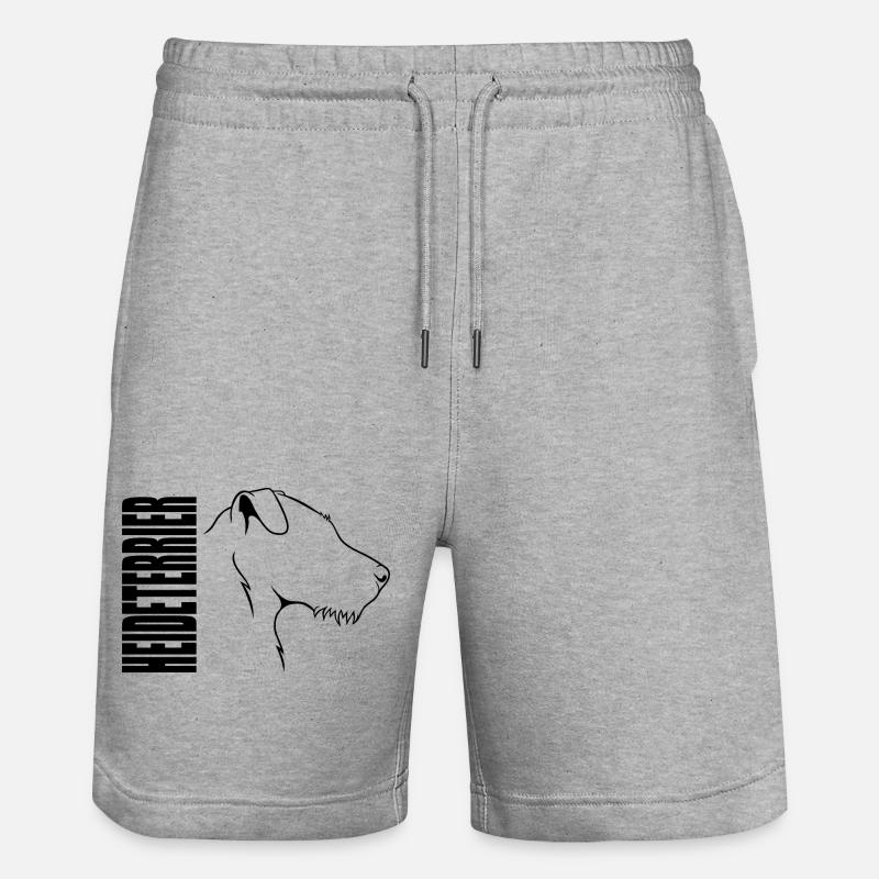 Heideterrier Profil Hunde Jagdhunde Wilsigns - Stanley/Stella Unisex Bio Joggingshorts Trainer  - Grau meliert