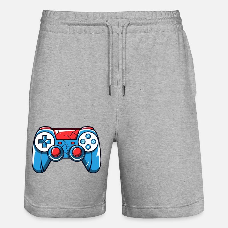 Logo de la manette Gamer - Short de jogging bio TRAINER Stanley/Stella unisexe - gris chiné
