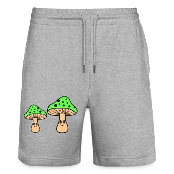 Champignons hypnotiques - Short de jogging bio TRAINER Stanley/Stella unisexe - gris chiné - Devant - Nik (191cm) & Marisol (170cm)