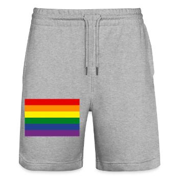 Rainbow flag - Stanley/Stella Trainer Unisex Organic Jogging Shorts - heather grey - Front - Nik (191cm) & Marisol (170cm)