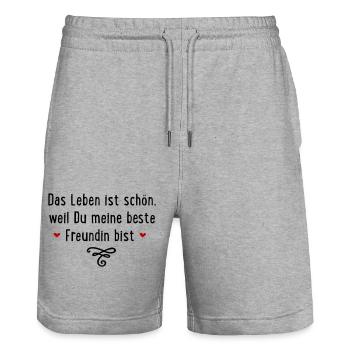 Beste Freundin - Stanley/Stella Unisex Bio Joggingshorts Trainer  - Grau meliert - Vorne - Nik (191cm) & Marisol (170cm)
