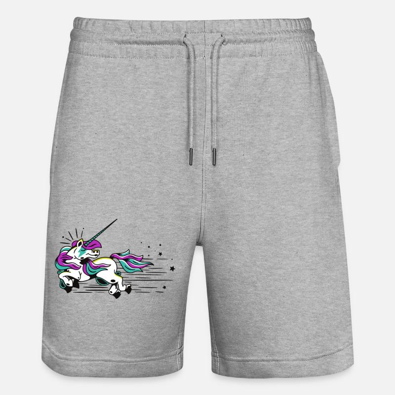 Fliegendes Einhorn - Stanley/Stella Unisex Bio Joggingshorts Trainer  - Grau meliert