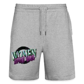 protest calendaring a womans place blackhistory - Stanley/Stella Trainer Unisex Organic Jogging Shorts - heather grey - Front - Nik (191cm) & Marisol (170cm)
