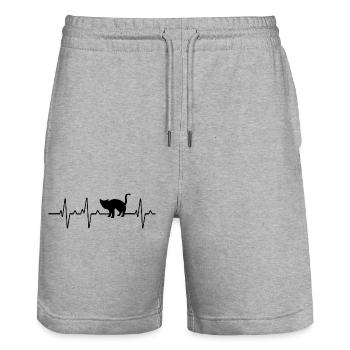 Katze Herzschlag Puls - Stanley/Stella Unisex Bio Joggingshorts Trainer  - Grau meliert - Vorne - Nik (191cm) & Marisol (170cm)