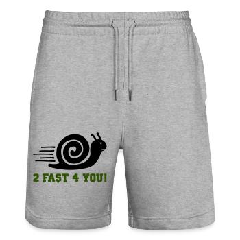 schnecke 2 fast - Stanley/Stella Unisex Bio Joggingshorts Trainer  - Grau meliert - Vorne - Nik (191cm) & Marisol (170cm)
