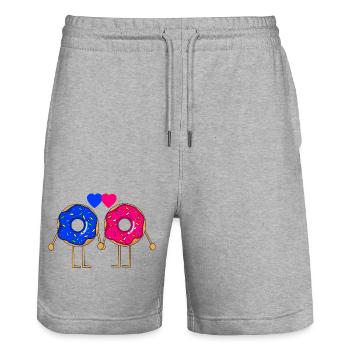 Donut Liebe Pärchen Ehefrau Beziehung Valentinstag - Stanley/Stella Unisex Bio Joggingshorts Trainer  - Grau meliert - Vorne - Nik (191cm) & Marisol (170cm)