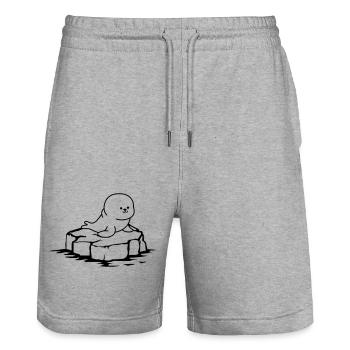 robbe eisscholle - Stanley/Stella Unisex Bio Joggingshorts Trainer  - Grau meliert - Vorne - Nik (191cm) & Marisol (170cm)