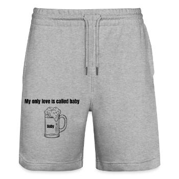 Meine einzige Liebe ist Bier - Stanley/Stella Unisex Bio Joggingshorts Trainer  - Grau meliert - Vorne - Nik (191cm) & Marisol (170cm)