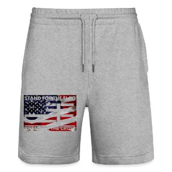Army War Military Uniform Force Soldier Camouflage - Stanley/Stella Trainer Unisex Organic Jogging Shorts - heather grey - Front - Nik (191cm) & Marisol (170cm)