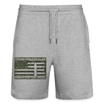 Army War Military Uniform Force Soldier Camouflage - Stanley/Stella Trainer Unisex Organic Jogging Shorts - heather grey - Front - Nik (191cm) & Marisol (170cm)