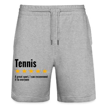 Tennis Lustige Sprüche Sport - Stanley/Stella Unisex Bio Joggingshorts Trainer  - Grau meliert - Vorne - Nik (191cm) & Marisol (170cm)
