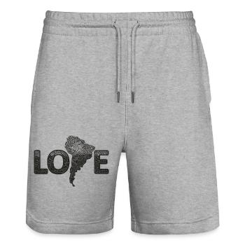 America background with jaguar and crocodile - Stanley/Stella Unisex Bio Joggingshorts Trainer  - Grau meliert - Vorne - Nik (191cm) & Marisol (170cm)