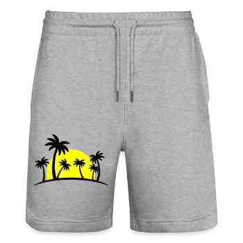 Palmiers de plage 2 - Short de jogging bio TRAINER Stanley/Stella unisexe - gris chiné - Devant - Nik (191cm) & Marisol (170cm)