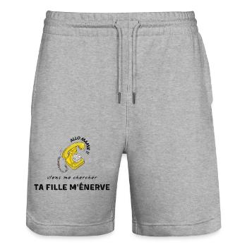 allo mamie viens me chercher ta fille m’énerve - Short de jogging bio TRAINER Stanley/Stella unisexe - gris chiné - Devant - Nik (191cm) & Marisol (170cm)