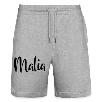 Name - Malia - Stanley/Stella Unisex Bio Joggingshorts Trainer  - Grau meliert - Vorne - Nik (191cm) & Marisol (170cm)