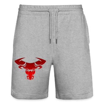 Tête de taureau tête Logo Steak Beast Gym corne - Short de jogging bio TRAINER Stanley/Stella unisexe - gris chiné - Devant - Nik (191cm) & Marisol (170cm)