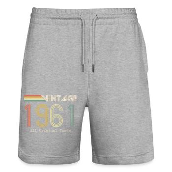 Episch und legendär, geboren 1961: 63. Geburtstag - Stanley/Stella Unisex Bio Joggingshorts Trainer  - Grau meliert - Vorne - Nik (191cm) & Marisol (170cm)