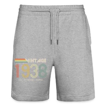 Episch und legendär, geboren 1938: 86. Geburtstag - Stanley/Stella Unisex Bio Joggingshorts Trainer  - Grau meliert - Vorne - Nik (191cm) & Marisol (170cm)