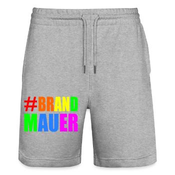 brandmauer - Stanley/Stella Unisex Bio Joggingshorts Trainer  - Grau meliert - Vorne - Nik (191cm) & Marisol (170cm)