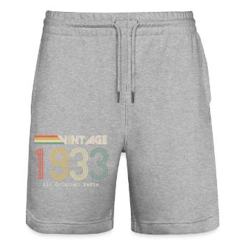 Episch und legendär geboren 1933: 91. Geburtstag - Stanley/Stella Unisex Bio Joggingshorts Trainer  - Grau meliert - Vorne - Nik (191cm) & Marisol (170cm)