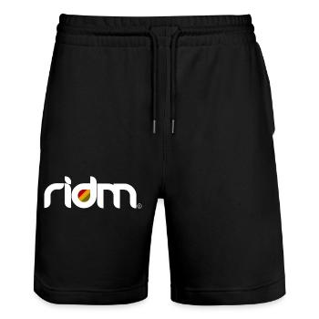 RIDM Logo - Stanley/Stella Trainer Unisex Organic Jogging Shorts - black - Front - Nik (191cm) & Marisol (170cm)
