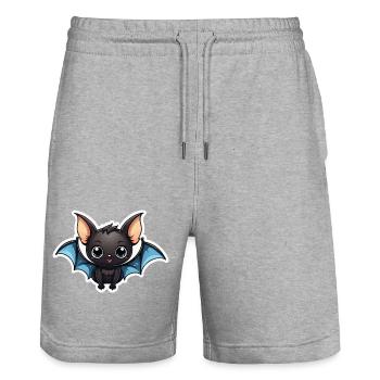Illustration mignonne de chauve-souris - Short de jogging bio TRAINER Stanley/Stella unisexe - gris chiné - Devant - Nik (191cm) & Marisol (170cm)