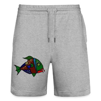 fisch anglerfisch - Stanley/Stella Unisex Bio Joggingshorts Trainer  - Grau meliert - Vorne - Nik (191cm) & Marisol (170cm)