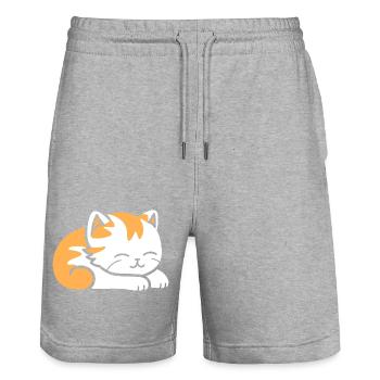 Baby Sleeping Cat - Stanley/Stella Trainer Unisex Organic Jogging Shorts - heather grey - Front - Nik (191cm) & Marisol (170cm)