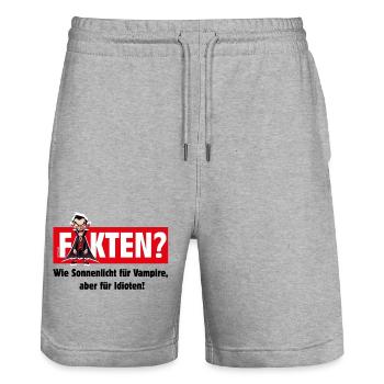 Mimikama Fakten und Vamipre - Stanley/Stella Unisex Bio Joggingshorts Trainer  - Grau meliert - Vorne - Nik (191cm) & Marisol (170cm)
