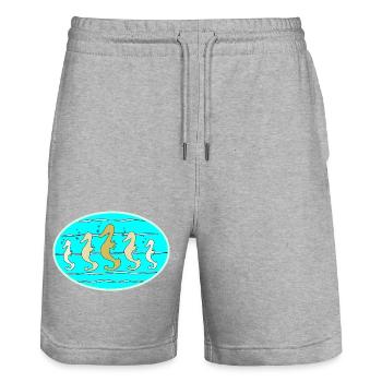 Sea horse - Stanley/Stella Trainer Unisex Organic Jogging Shorts - heather grey - Front - Nik (191cm) & Marisol (170cm)
