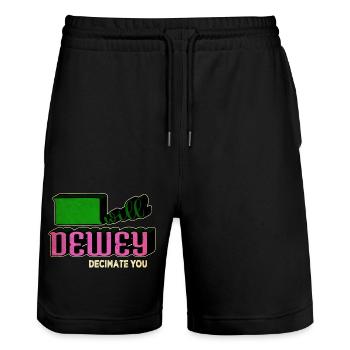 contemporary fiction funny sayings funny - Stanley/Stella Trainer Unisex Organic Jogging Shorts - black - Front - Nik (191cm) & Marisol (170cm)